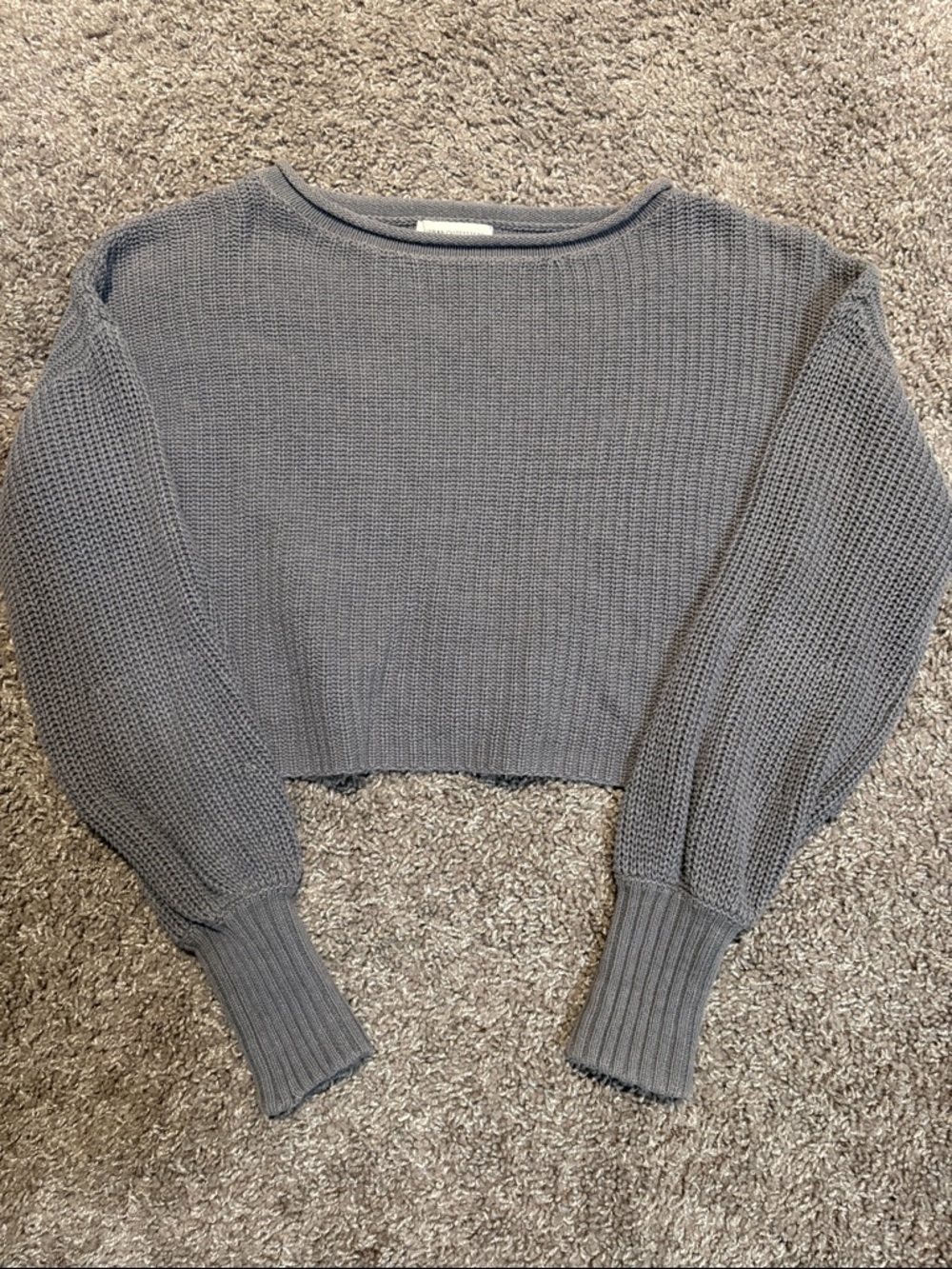 Urban Outfitters Gray Cropped Knit Sweater